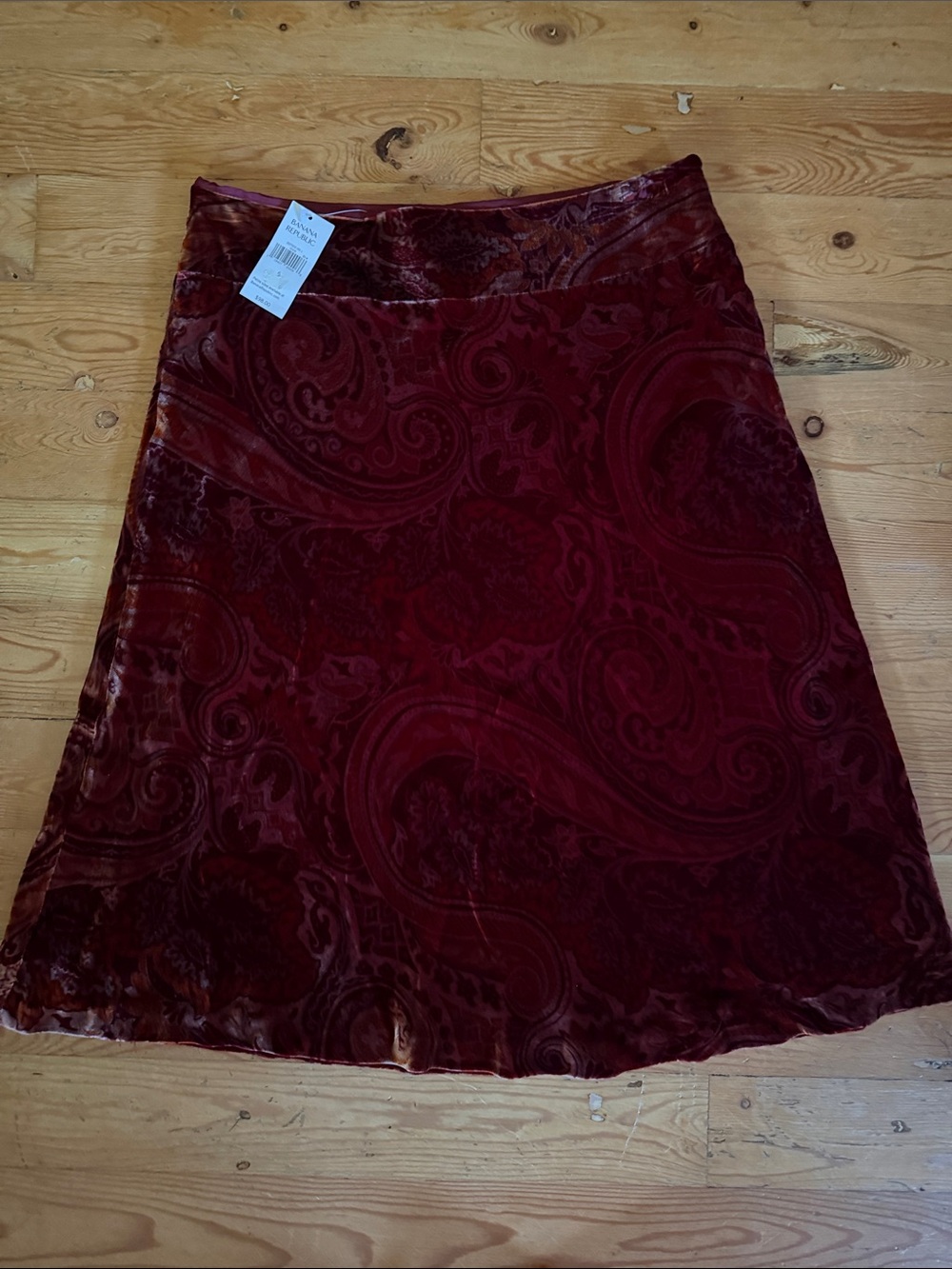 Banana Republic Velvet Paisley A-Line Skirt - Deep Burgundy